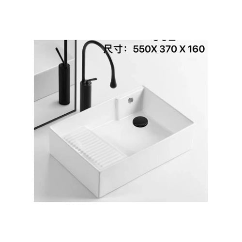 Ceramic basin with washboard OM002